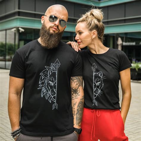 Black Couple Tshirt With Print Lion Matching Couple Shirts Couple