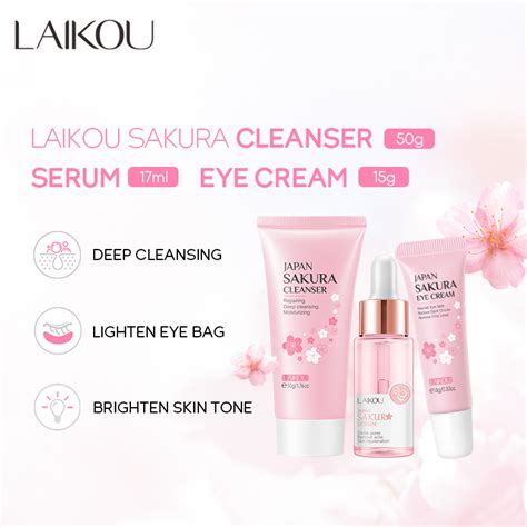 Laikou Sakura Foam Cleanser Face Wash Remove Wrinkle Eye Bag Serum Anti