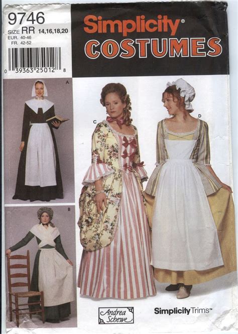 Simplicity 9746 Misses Costume Colonial Dress Costume Patterns