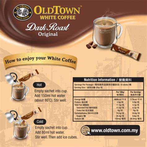 Oldtown White Coffee Dark Roast 3 In 1 Original Instant Premix 10s X 1