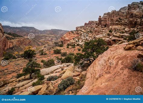 geologic lanscapes capitol reef national park utah stock photo