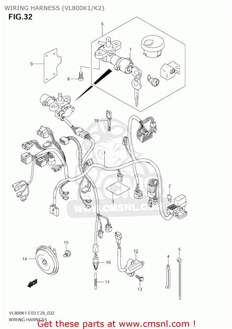 Suzuki VL800 VOLUSIA 2002 K2 USA E03 WIRING HARNESS VL800K1 K2