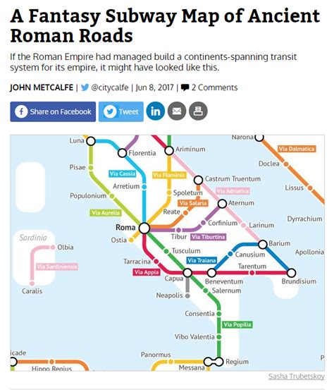 A Fantasy Subway Map of Ancient Roman Roads / @CityLab | #socialtravel ...