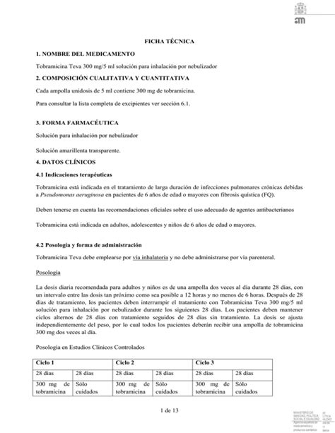 1 de 13 FICHA TÉCNICA 1 NOMBRE DEL MEDICAMENTO