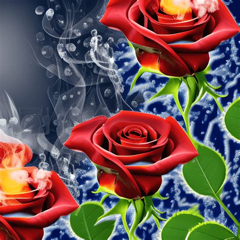 Smoke Effect Background Fire And Ice Roses Super Detailed · Creative Fabrica