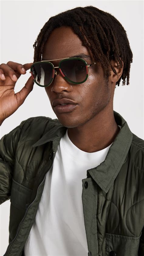 Gucci Pilot Urban Web Block Aviator Sunglasses Shopbop