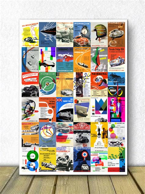 Porsche Poster / Vintage Porsche Collection, From 1950s-60s / Auto Racing Poster - Etsy