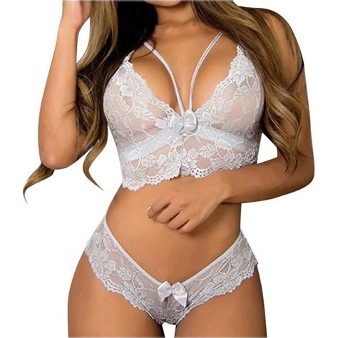 Ensemble Lingerie Sexy Femme Body Et Combinaison Dos Nu En Dentelle