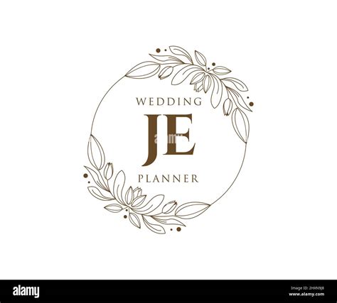 JE Initials letra Boda monograma colección logotipos mano dibujado