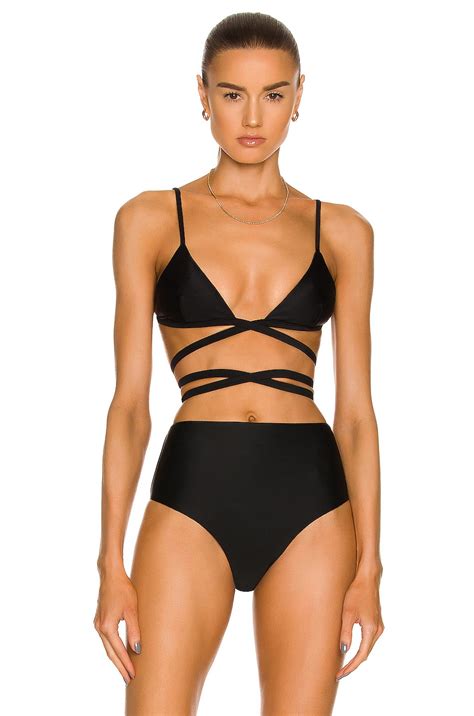 Matteau Wrap Triangle Bikini Top In Black Fwrd