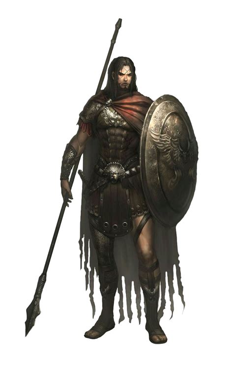 Male Human Spear Shield Fighter Pathfinder Pfrpg Dnd Dandd D20 Fantasy