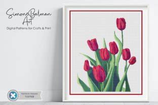 Modern Tulips Cross Stitch Pattern Graphic By Simone Balman Art