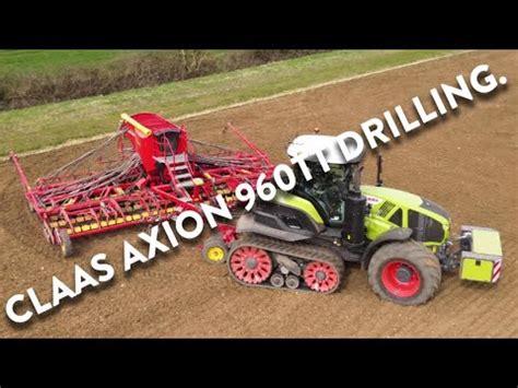 4Kᵁᴴᴰ March 2024 Claas Axion 960 Terra Trac tractor drilling with a