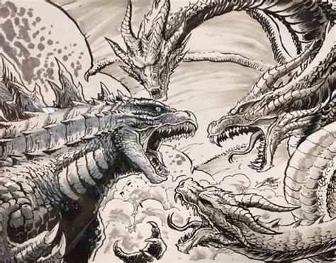 Godzilla Vs King Ghidorah Drawing