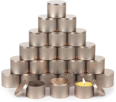 Sonviibox 24 Pcs Rose Gold 8 Oz Candle Tins Gold Candle Tins For Making Candles Bulk