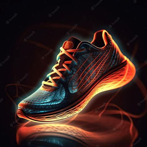 Premium AI Image | A pair of nike shoes with orange and blue lights.