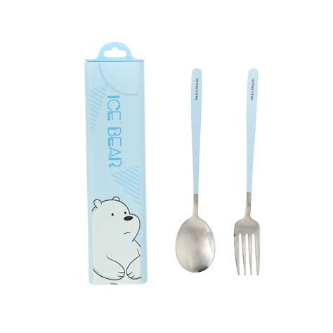 We Bare Bears Collection Flatware Set Spoon Fork Ice Bear Miniso