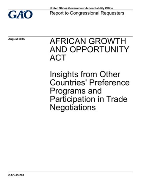 AFRICAN GROWTH AND OPPORTUNITY ACT Insights From Other