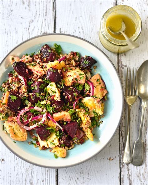 Roast Beetroot Halloumi And Freekeh Salad The Circus Gardener S Kitchen