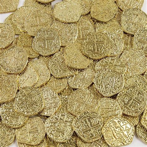 Metal Pirate Coins 50 Gold Spanish Doubloon Replicas Fantasy Metal Coin