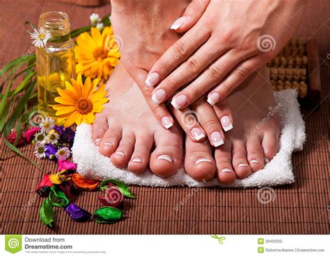 Woman S French Manicure and Pedicure Stock Photo - Image of healthy ...