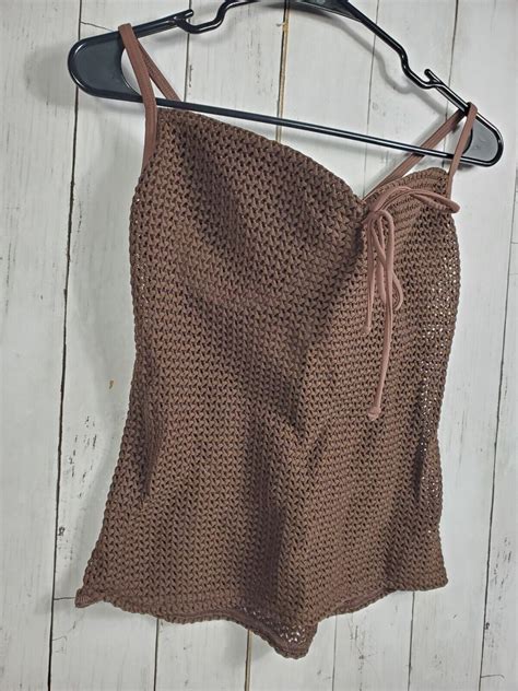 Victorias Secret Crochet Tankini Top Size 36c Brown … Gem