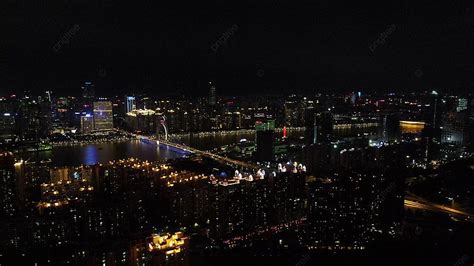 Aerial Photography Of Guangzhou Night View Guangzhou Liede Bridge Urban ...