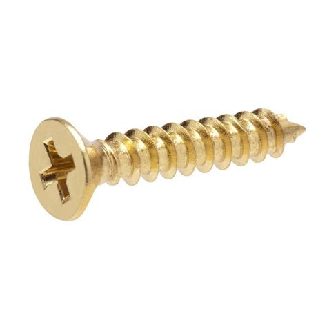 Everbilt 4 X 3 8 In Phillips Brass Flat Head Wood Screw 6 Per Pack