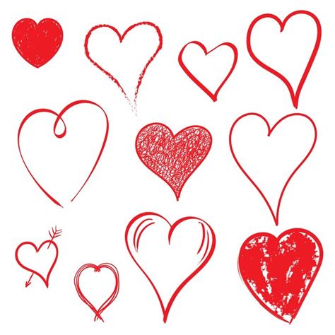 Premium Vector Hearts Icon Set Love Hand Drawn Vector Illustration On