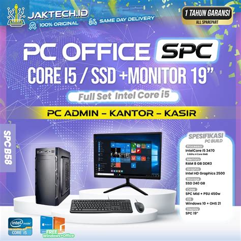 Jual PC Rakitan Core I5 Monitor 19 RAM 8 GB SSD PC ADMIN