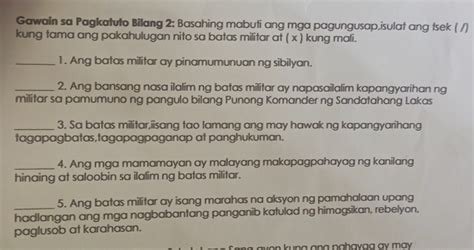 Solved Gawain Sa Pagkatuto Bilang 2 Basahing Mabuti Ang Mga