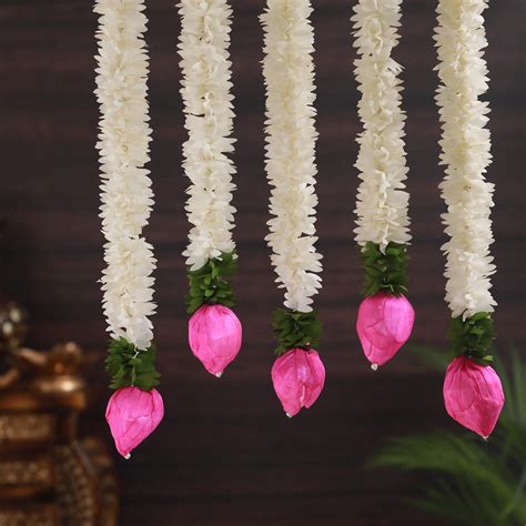 Buy Tied Ribbons Inch Strings Jasmine Garland Toran With Lotus Buds