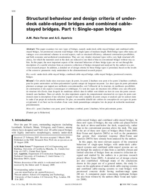 Pdf Structural Behaviour And Design Criteria Of Under Deck Cable