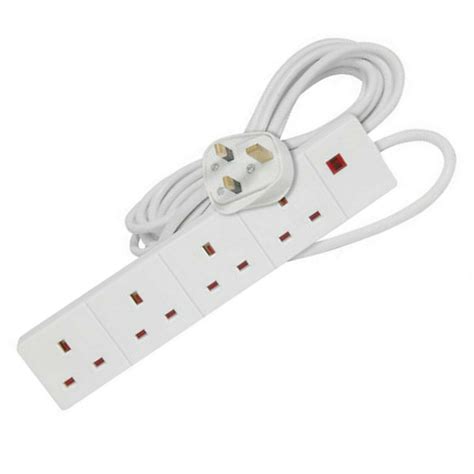 4 Way Gang 5 Metre Extension Trailing Lead 13a 5m Cable Plug 4g