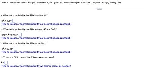 Solved Given A Normal Distribution With And And Chegg