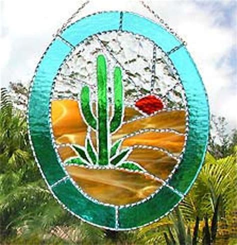 Stained Glass Suncatcher Southwest Cactus Stained Glass