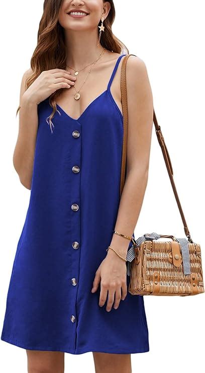 Ailunsnika Womens Summer Sundresses Spaghetti Strap Casual Mini Dress