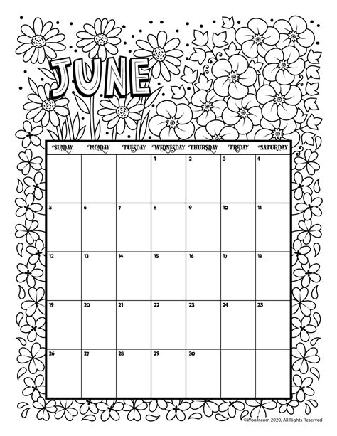 Printable Coloring Calendar For 2022 And 2021 Woo Jr Kids