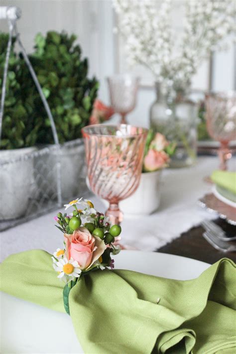 Spring Tablescape And Fresh Floral Napkin Rings Shades Of Blue Interiors