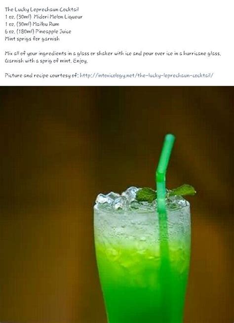 The Lucky Leprechaun Cocktail Midori Melon Liqueur Malibu Coconut