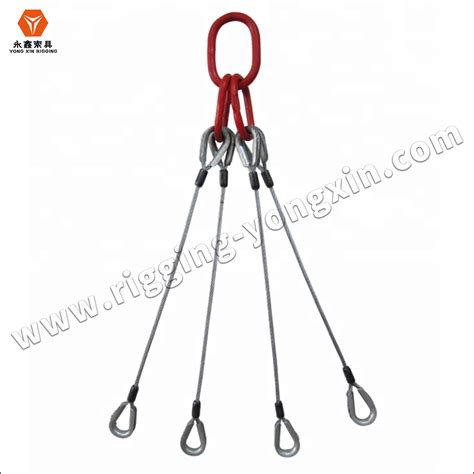 Leg Bridle Thimble Eyes Wire Rope Slings With Hooks Wire Rope Sling