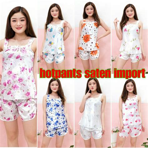 Jual BAJU TIDUR SET HOTPANTS SATIN IMPORT HALUS Shopee Indonesia