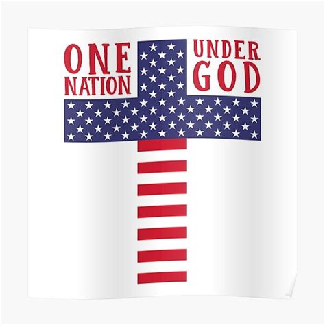 Cross American Flag One Nation Under God Stars Stripes Poster By