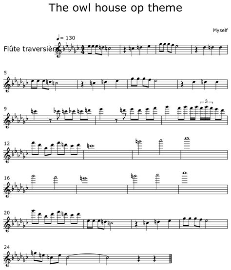 The Owl House Op Theme Sheet Music For Flute