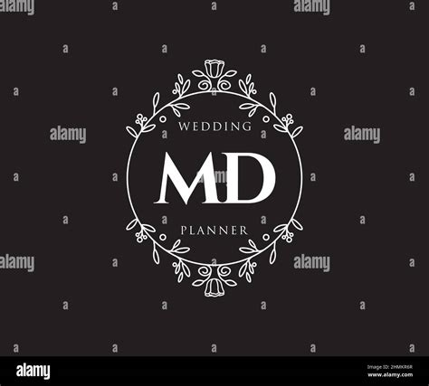 Md Initials Letter Wedding Monogram Logos Collection Hand Drawn Modern