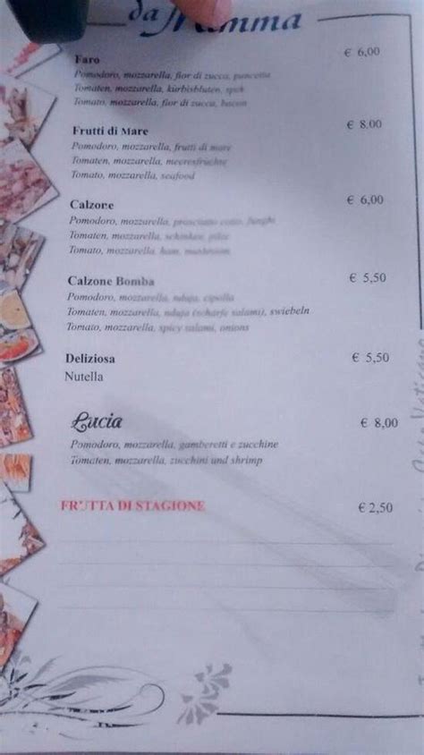 Menu Da Trattoria Da Mimma By Lu E Gi Pizzeria Faro Capo Vaticano