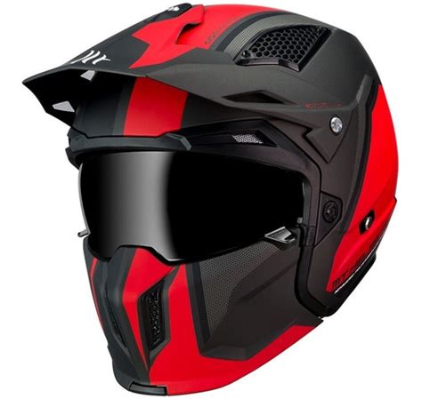 Casco Moto Abierto Modular Mt Streetfighter Twin C5 Rojo Mat En Venta