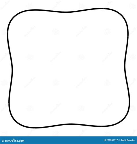 Square Have Rounded Corners Rectangle Shape Contour Outline Line Icon Black Color Vector