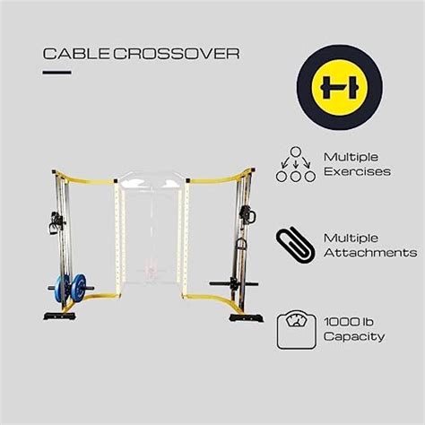 Hulkfit Cable Crossover Weightlifting Pulley System Yellow Peach Frog