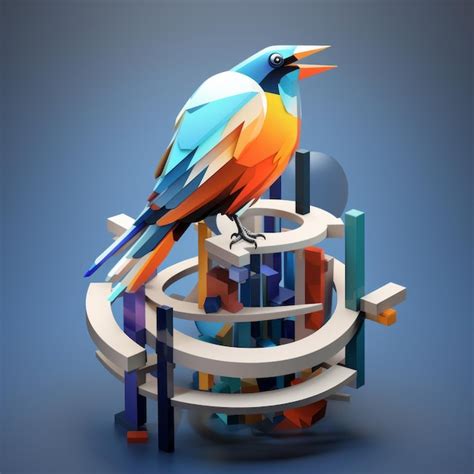 Premium Photo | A colorful bird sitting on top of an abstract sculpture